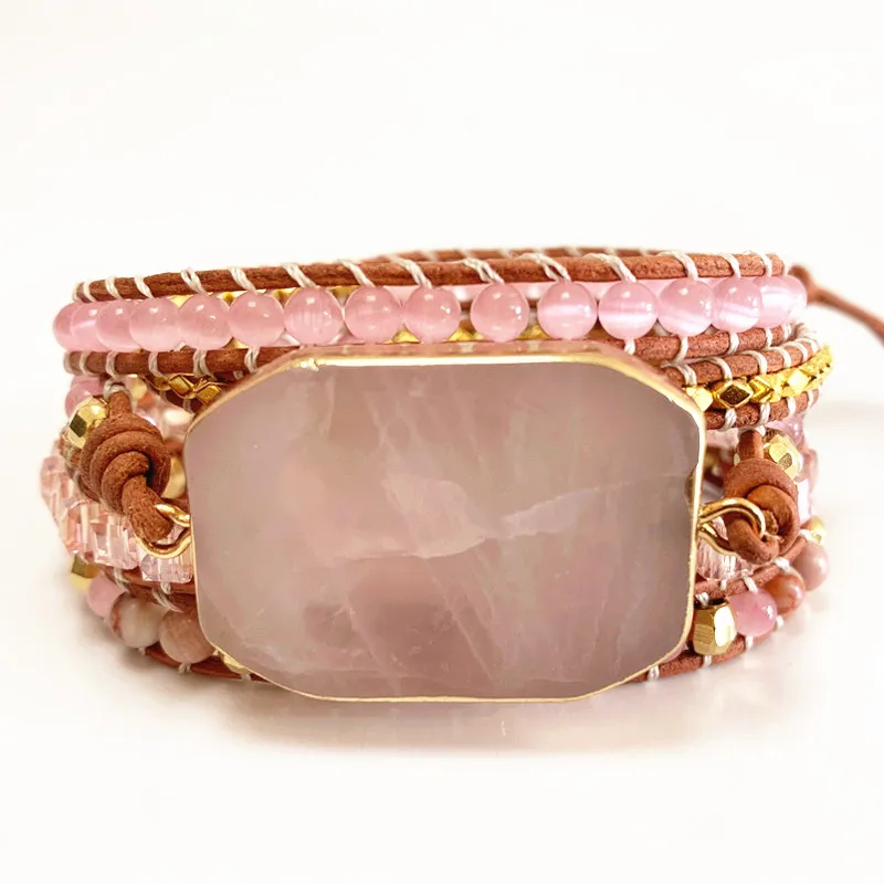 Temperament European and American retro foreign trade natural pink spar bracelet beaded natural stone weaving bohemian bracelet
Temperament European and American retro foreign trade natural pink spar bracelet beaded natural stone weaving bohemian bracelet