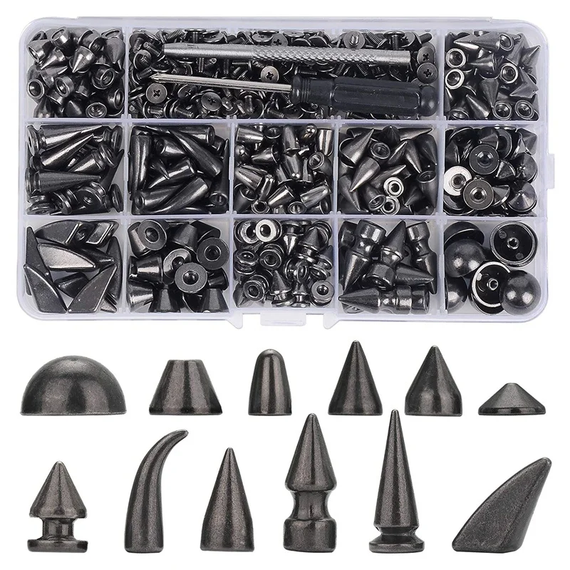 270 Sets Mixed Shape Spikes And Studs Metal Screw Cone Studs And Spikes Rivet Kit For Leather Craft Clothing Shoes
270 Sets Mixed Shape Spikes And Studs Metal Screw Cone Studs And Spikes Rivet Kit For Leather Craft Clothing Shoes