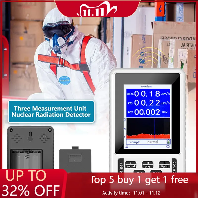 New Geiger Counter Nuclear Radiation Detector X-ray γ-ray β-ray Detector Real-time Mean Cumulative Dose Modes Radioactive Tester
New Geiger Counter Nuclear Radiation Detector X-ray γ-ray β-ray Detector Real-time Mean Cumulative Dose Modes Radioactive Tester