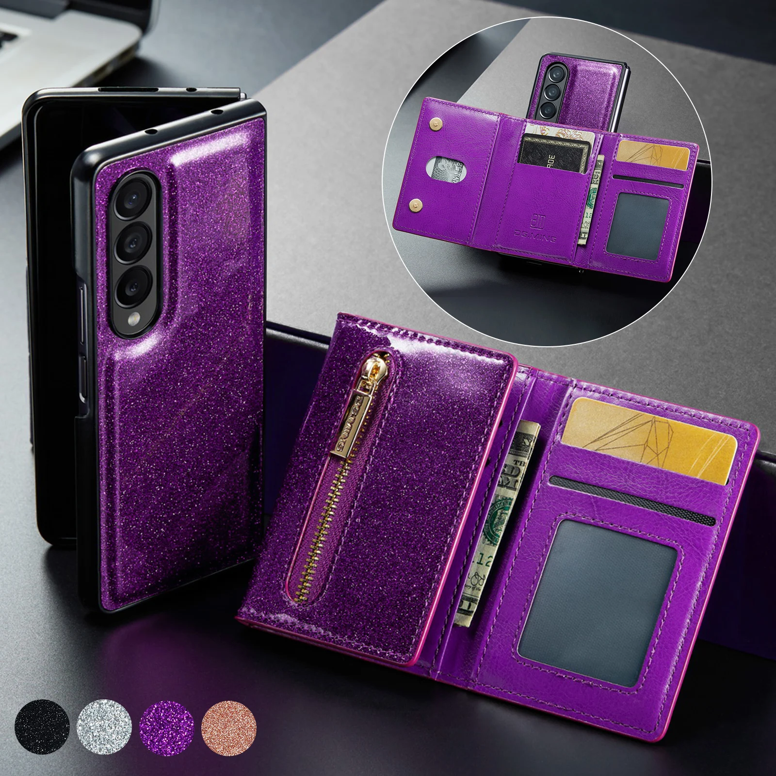 Glitter Magnetic Card Phone Case For Samsung Galaxy Z Fold 5 4 3 Stand Shockproof Folding Screen Cover Protective Accessories
Glitter Magnetic Card Phone Case For Samsung Galaxy Z Fold 5 4 3 Stand Shockproof Folding Screen Cover Protective Accessories