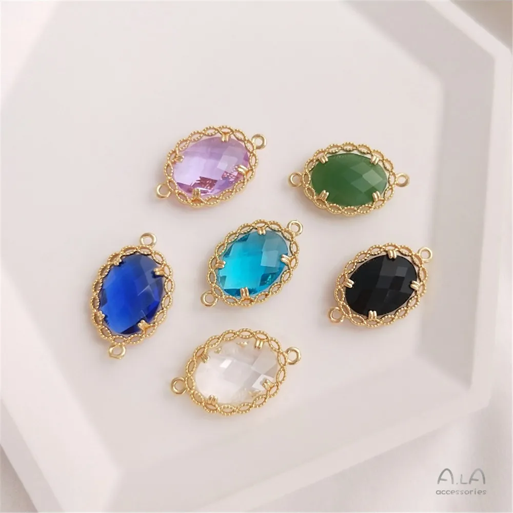 14K Gold Filled Plated Lace lace crystal zircon oval double hanging hand fittings diy accessories
14K Gold Filled Plated Lace lace crystal zircon oval double hanging hand fittings diy accessories