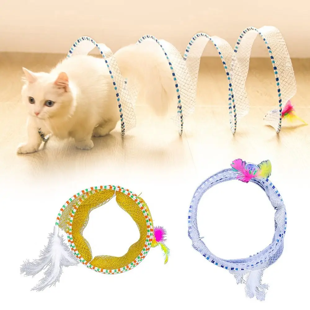 Interactive Cat Tunnels Folded Cat Tunnel With Feather Portable Elastic Mesh Spring Tunnels Tube Toy Cat Supplies
Interactive Cat Tunnels Folded Cat Tunnel With Feather Portable Elastic Mesh Spring Tunnels Tube Toy Cat Supplies