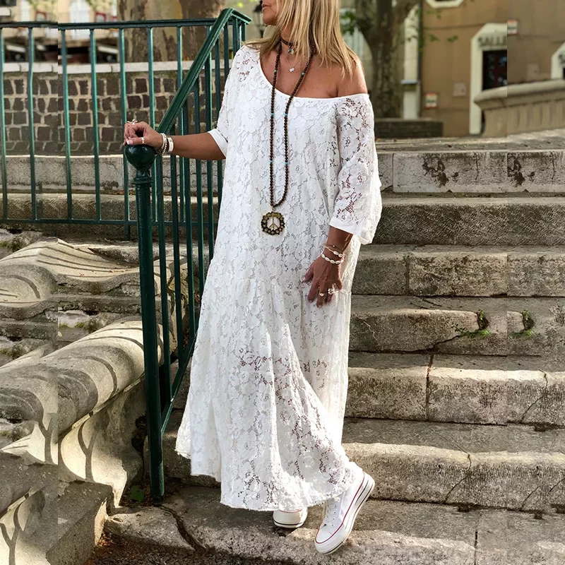 ZANZEA 2022 Women Lace Crochet Maxi Long Dress Summer O Neck 3/4 Sleeve Party Vestidos Robe Femme Bohemian Sundress Casual Dress
ZANZEA 2022 Women Lace Crochet Maxi Long Dress Summer O Neck 3/4 Sleeve Party Vestidos Robe Femme Bohemian Sundress Casual Dress