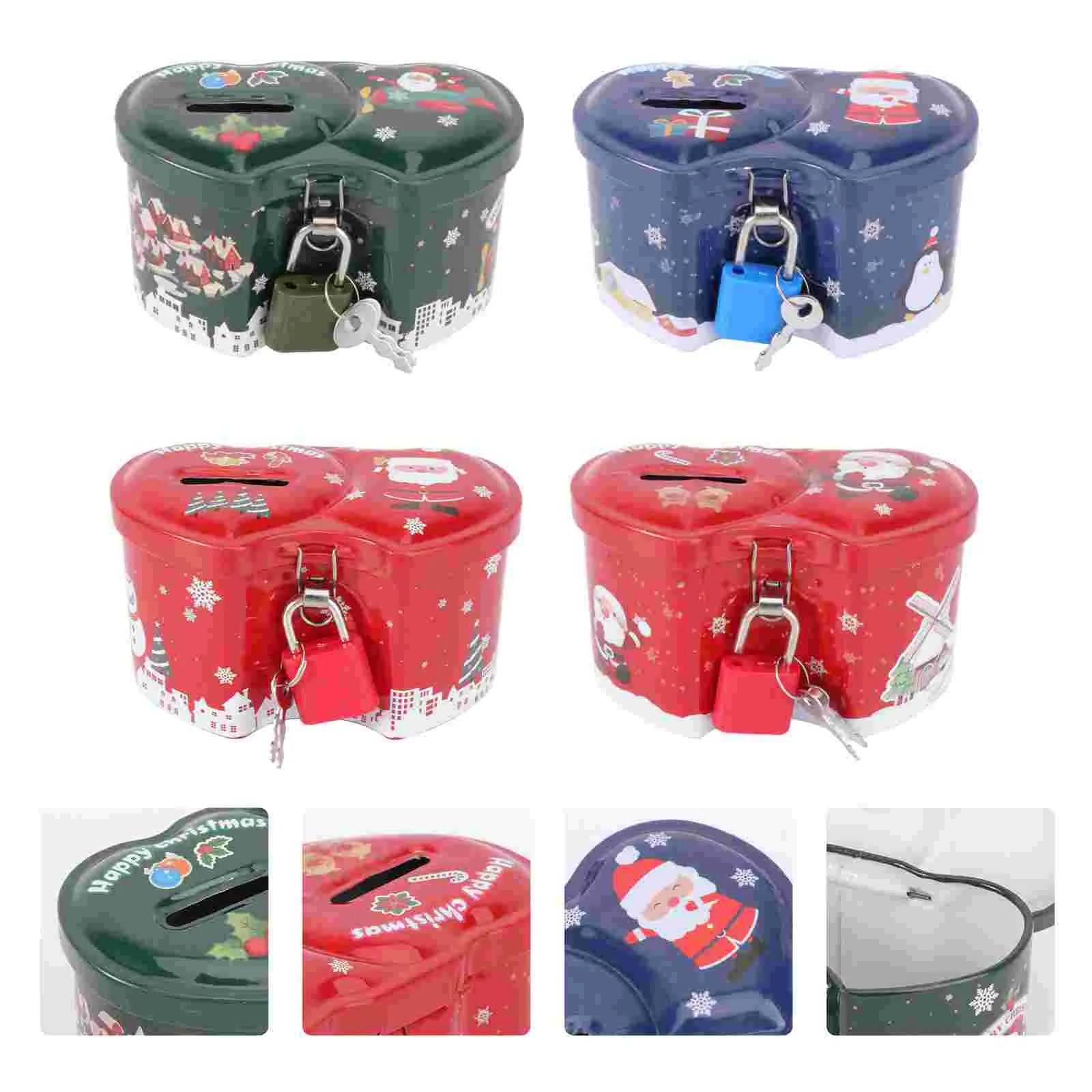4 PCS Coins Kids Storage Tank Tinplate Piggy Bank Double Love Shape Saving Pot Lovely Christmas Jar Child
4 PCS Coins Kids Storage Tank Tinplate Piggy Bank Double Love Shape Saving Pot Lovely Christmas Jar Child