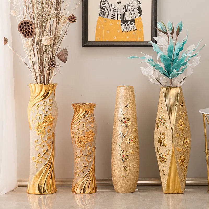 High Floor Dried Plants Vases Design Vintage Luxury Interior Bedroom Floor Flower Pot Gold Ceramic Stand Vasos Decoration OA50HP
High Floor Dried Plants Vases Design Vintage Luxury Interior Bedroom Floor Flower Pot Gold Ceramic Stand Vasos Decoration OA50HP
