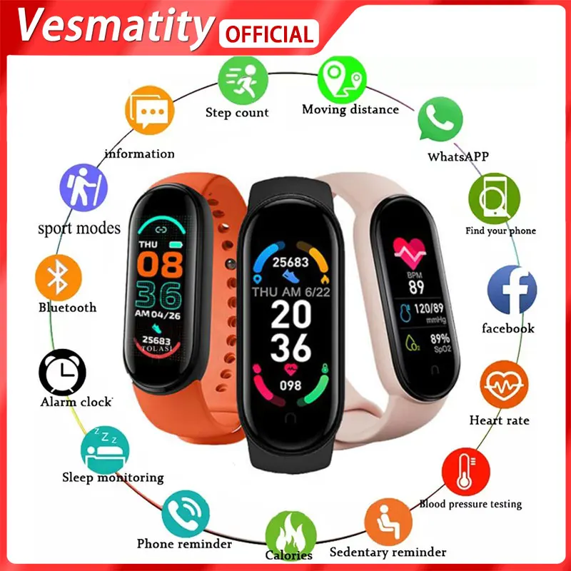 M6 Fitness Tracker Watch Bluetooth Mileage Running Smart Bracelet Men's Women's Heart Rate Exercise Band For Apple Huawei Xiaom
M6 Fitness Tracker Watch Bluetooth Mileage Running Smart Bracelet Men's Women's Heart Rate Exercise Band For Apple Huawei Xiaom