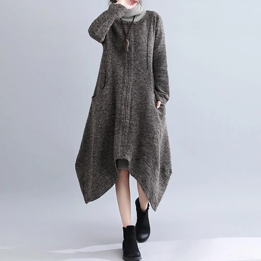 Solid Cardigan Coat Comfort Soft Long Sleeve Daily Leisure Round Collar Women Pocket Long Outfit Irregular Outwear
Solid Cardigan Coat Comfort Soft Long Sleeve Daily Leisure Round Collar Women Pocket Long Outfit Irregular Outwear