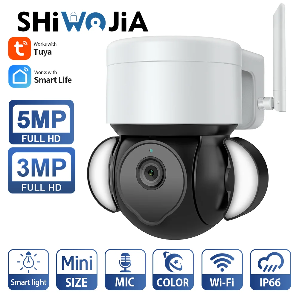 SHIWOJIA Security Tuya Camera Outdoor With Floodlight and Sound Alarm PTZ 2.4G Wi-Fi Cam Auto Tracking 2-way Audio 5MP/3MP CCTV
SHIWOJIA Security Tuya Camera Outdoor With Floodlight and Sound Alarm PTZ 2.4G Wi-Fi Cam Auto Tracking 2-way Audio 5MP/3MP CCTV