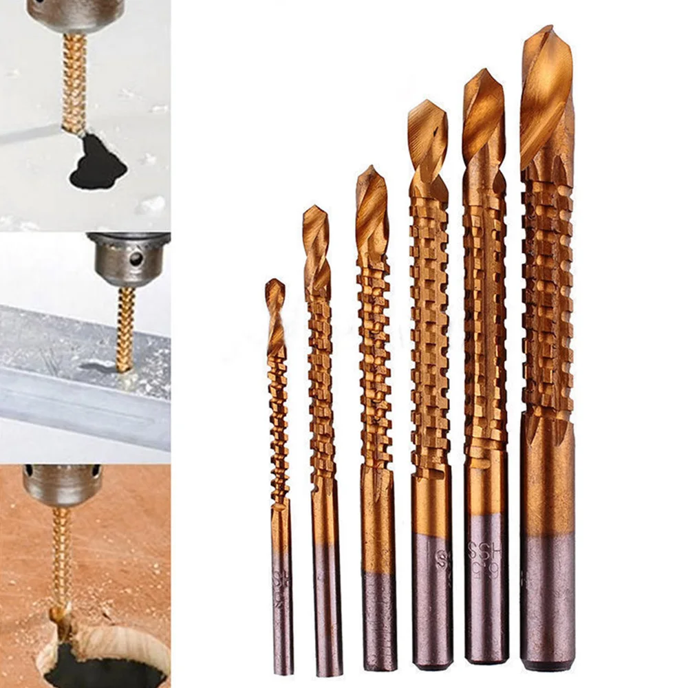 6Pc Titanium Coated Drill Bits HSS High Speed Steel Drill Bit Set Tool High Quality Power Tool 3/4/5/6/6.5/8mm Woodworking Tools
6Pc Titanium Coated Drill Bits HSS High Speed Steel Drill Bit Set Tool High Quality Power Tool 3/4/5/6/6.5/8mm Woodworking Tools