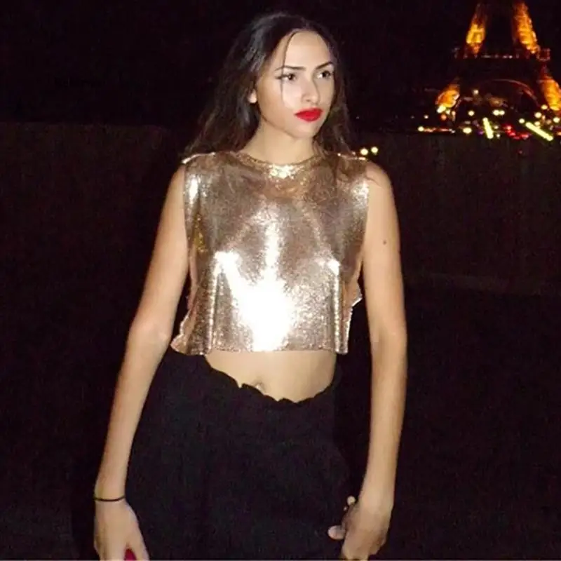 Sparkly New Metal Sequins Sexy Tank Tops Sleeveless O Neck Hollow Out Nightclub Cropped Solid Luxury Women Corset Crop Top 2022
Sparkly New Metal Sequins Sexy Tank Tops Sleeveless O Neck Hollow Out Nightclub Cropped Solid Luxury Women Corset Crop Top 2022