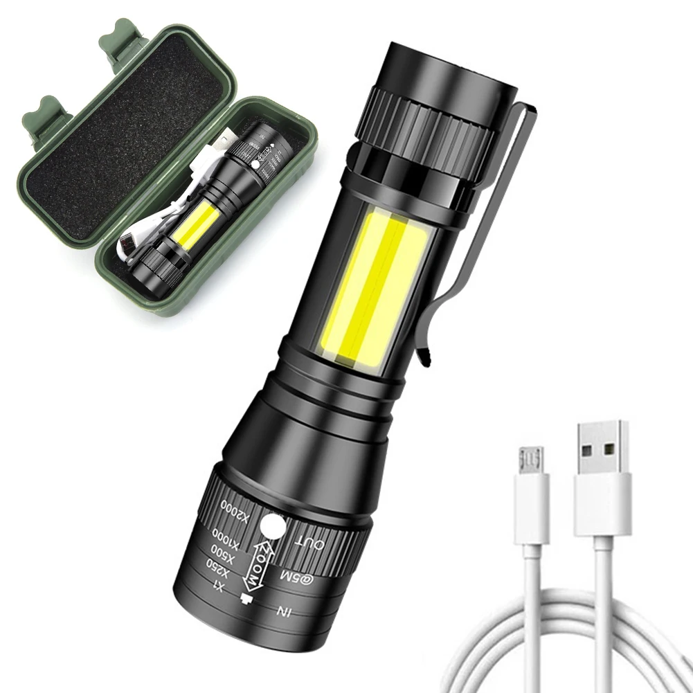 USB Rechargeable Telescopic Zoom Flashlight Aluminum Alloy Torch for Outdoor Camping Adventure Hunting Hiking Fishing Flashlight
USB Rechargeable Telescopic Zoom Flashlight Aluminum Alloy Torch for Outdoor Camping Adventure Hunting Hiking Fishing Flashlight