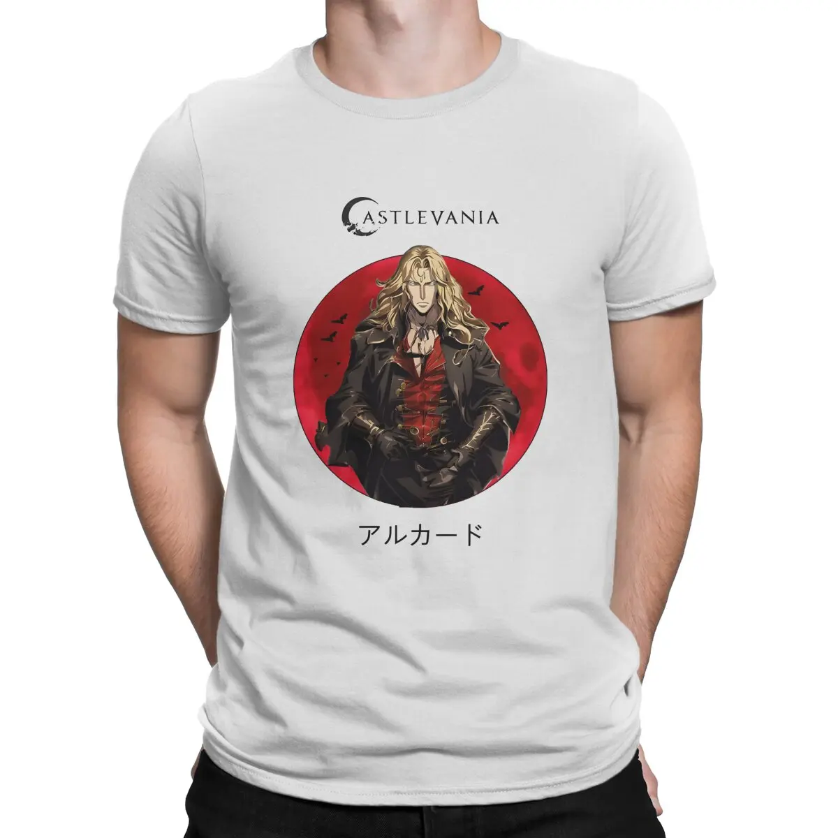 Мужские футболки Castlevania Alucard Забавные из чистого хлопка с коротким рукавом