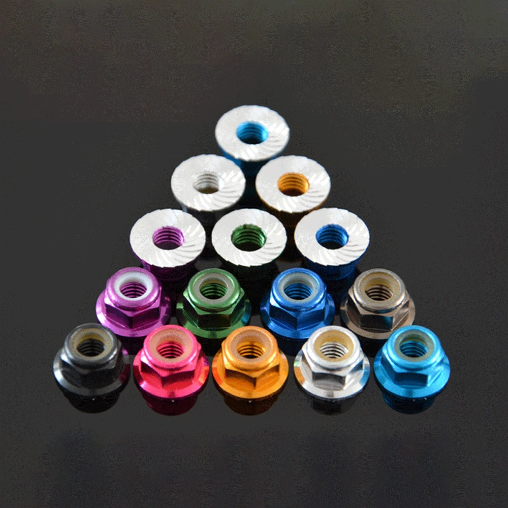 M5 x p0.8mm Various Color Aluminum Alloy(T6061) Knurling Hex Flange Nut with Self Locking Nylon Insert for Model Frame
M5 x p0.8mm Various Color Aluminum Alloy(T6061) Knurling Hex Flange Nut with Self Locking Nylon Insert for Model Frame
