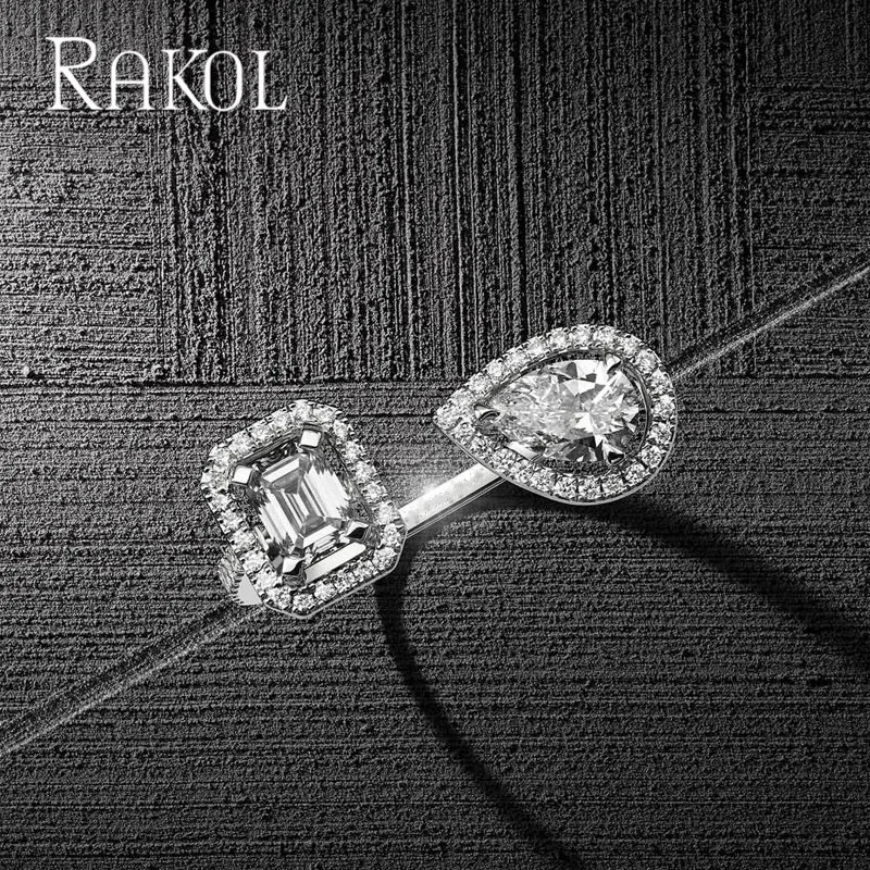 Роскошные открытые кольца RAKOL для женщин модные ювелирные украшения в виде капли
