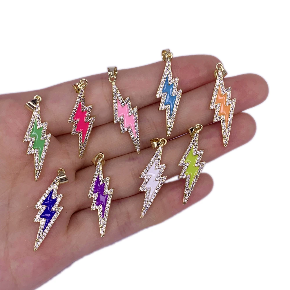 Hip Hop Colorful Lightning Drop Oil Enamel Pendant CZ Copper Plated Charms Accessories For Necklace Bracelet Jewelry Making
Hip Hop Colorful Lightning Drop Oil Enamel Pendant CZ Copper Plated Charms Accessories For Necklace Bracelet Jewelry Making