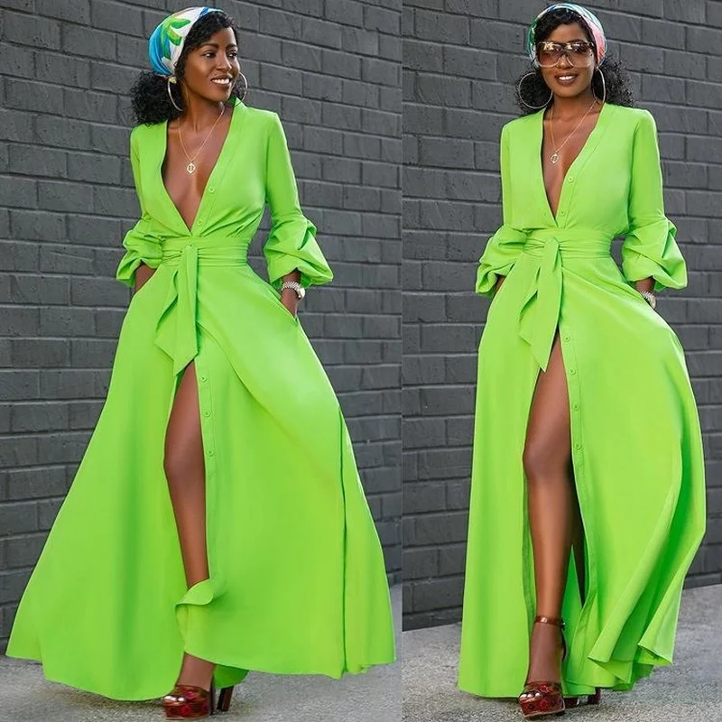 Summer Deep V-Neck Long Maxi Dress Flared Sleeve Split Dresses Lace Up Solid Color Sexy Fashion Bodycon Vestidos Birthday Party
Summer Deep V-Neck Long Maxi Dress Flared Sleeve Split Dresses Lace Up Solid Color Sexy Fashion Bodycon Vestidos Birthday Party