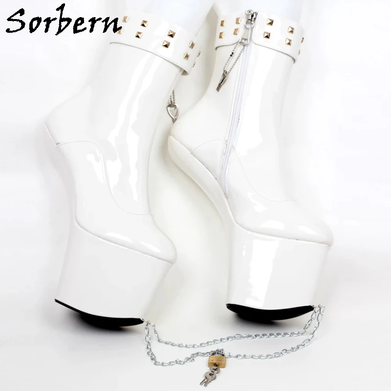 Sorbern White No Heel Boots Women Horse Heels Platform Drag Queen Shoes With Locks & Chains Fetish Heelless Custom Colors
Sorbern White No Heel Boots Women Horse Heels Platform Drag Queen Shoes With Locks & Chains Fetish Heelless Custom Colors