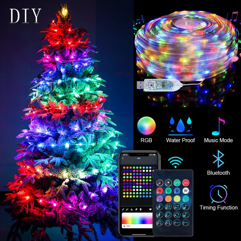 WS2812B 5/10M Led Strip Light 5V USB RGBIC Bluetooth Fairy Light Christmas Decor For Home Christmas Tree Lights Xmas Ornament
WS2812B 5/10M Led Strip Light 5V USB RGBIC Bluetooth Fairy Light Christmas Decor For Home Christmas Tree Lights Xmas Ornament