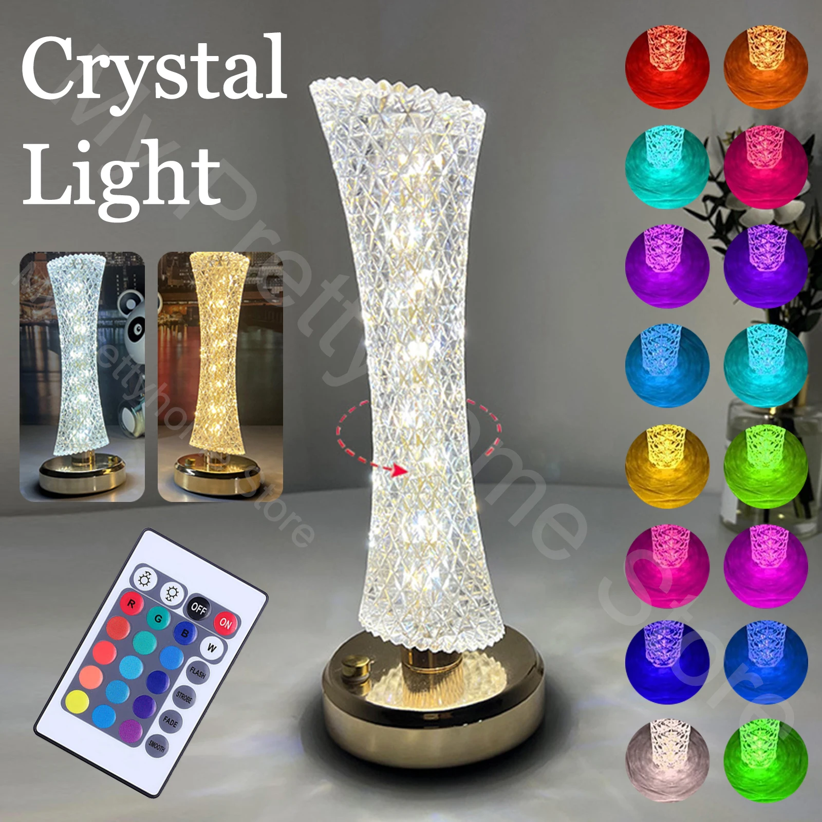 LED Crystal Table Lamp RGB Light USB Rechargeable Touch Dimming/Colorful Romantic Bedroom Atmosphere Light Decor Light
LED Crystal Table Lamp RGB Light USB Rechargeable Touch Dimming/Colorful Romantic Bedroom Atmosphere Light Decor Light