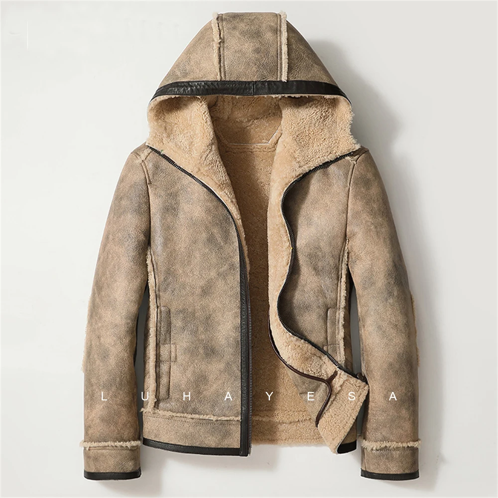 2022 LUHAYESA Hooded Jungle Brown Real Fur Men Clothing Winter Thick Warm Leather Jackets Casual Sheepskin Fur Shearling Clothes
2022 LUHAYESA Hooded Jungle Brown Real Fur Men Clothing Winter Thick Warm Leather Jackets Casual Sheepskin Fur Shearling Clothes