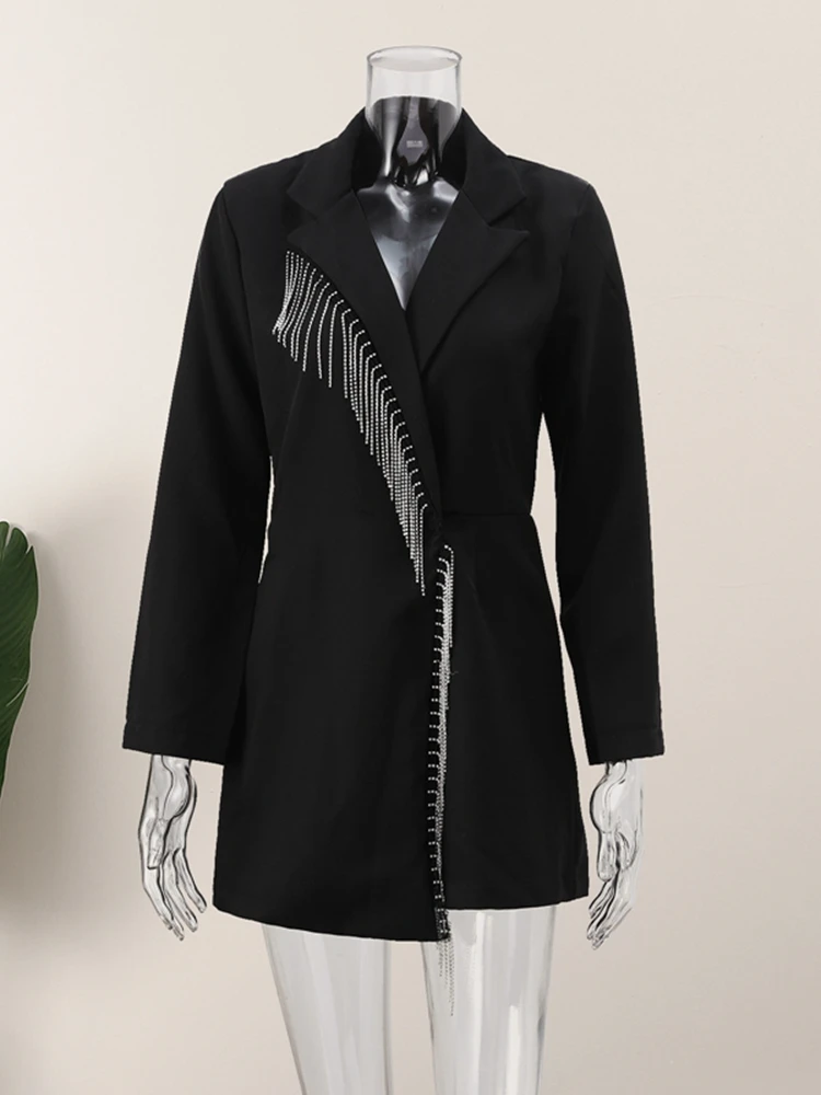 Женский черный блейзер с бахромой, элегантный комбинезон с длинным рукавом, осень 2023, офисные женские шорты, комбинезон 
Женский черный блейзер с бахромой, элегантный комбинезон с длинным рукавом, осень 2023, офисные женские шорты, комбинезон