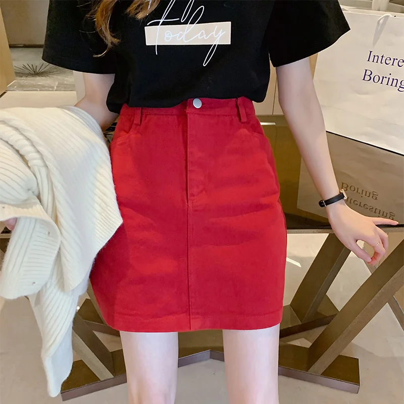 New Denim Skirt High Waist Mini S Women Summer Pockets Red Black Jean School Young Girls Streetwear loose size Jean Skirts
New Denim Skirt High Waist Mini S Women Summer Pockets Red Black Jean School Young Girls Streetwear loose size Jean Skirts