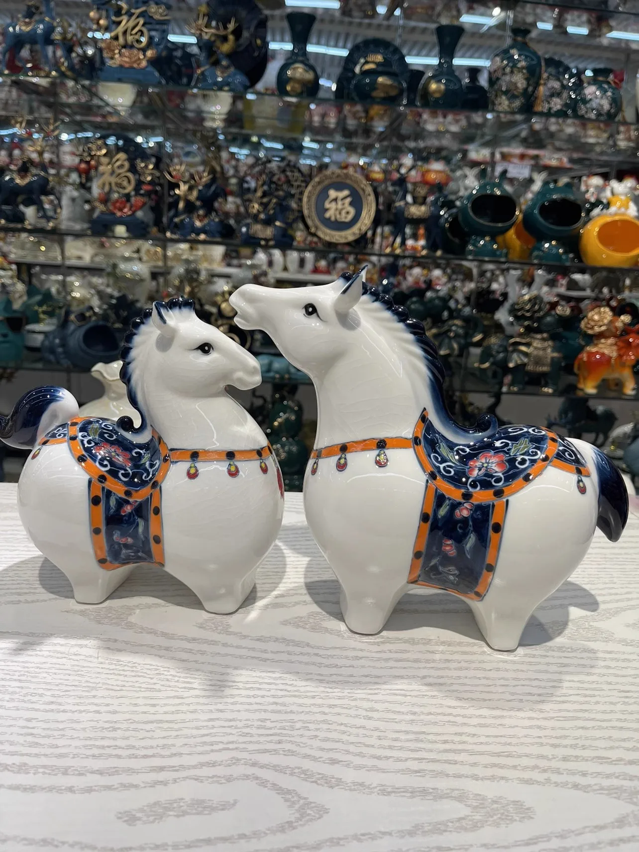 Vintage Ceramic Blue Horse Sculpture Home Decor Crafts Room Decoration Living Room Horse Ornament Porcelain Animal Figurines
Vintage Ceramic Blue Horse Sculpture Home Decor Crafts Room Decoration Living Room Horse Ornament Porcelain Animal Figurines