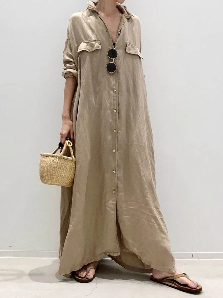 Summer Dresses Woman 2022 Long Shirt Dress Solid Color Cardigan Temperament Lapel Single Breasted Casual Women's Dresses Robe
Summer Dresses Woman 2022 Long Shirt Dress Solid Color Cardigan Temperament Lapel Single Breasted Casual Women's Dresses Robe