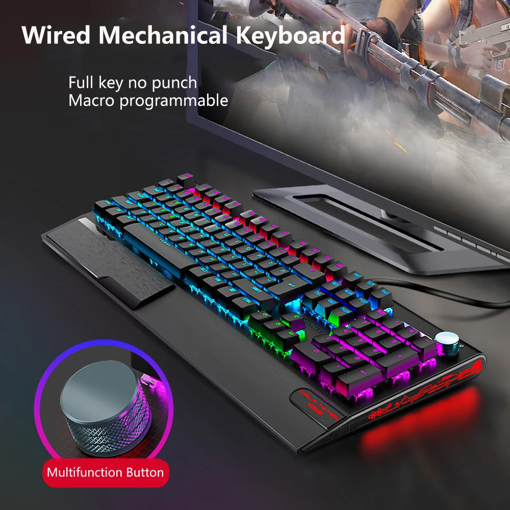 2022Wired Keyboard Mouse Kit Blue Switch Mechanical Keyboard Macro Programming Mouse Set with Backlight for PC Laptop Gamers
2022Wired Keyboard Mouse Kit Blue Switch Mechanical Keyboard Macro Programming Mouse Set with Backlight for PC Laptop Gamers