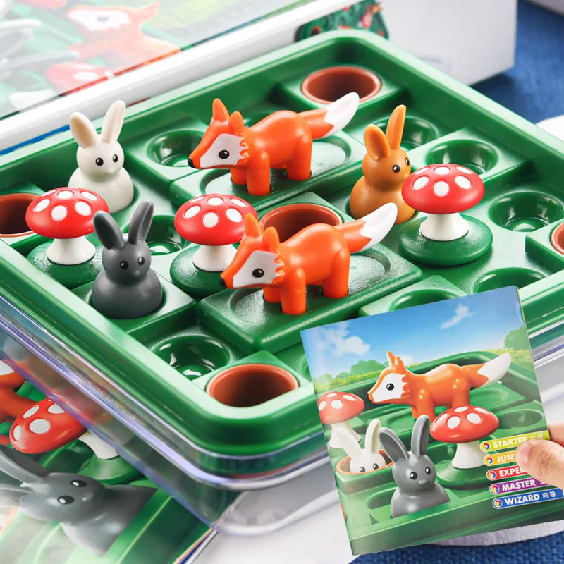 Bunny Bouncing Game Kids Puzzle Board Checkers Toy Funny Rabbit Fox Moving Strategy Tabletop Gift for Children
Bunny Bouncing Game Kids Puzzle Board Checkers Toy Funny Rabbit Fox Moving Strategy Tabletop Gift for Children