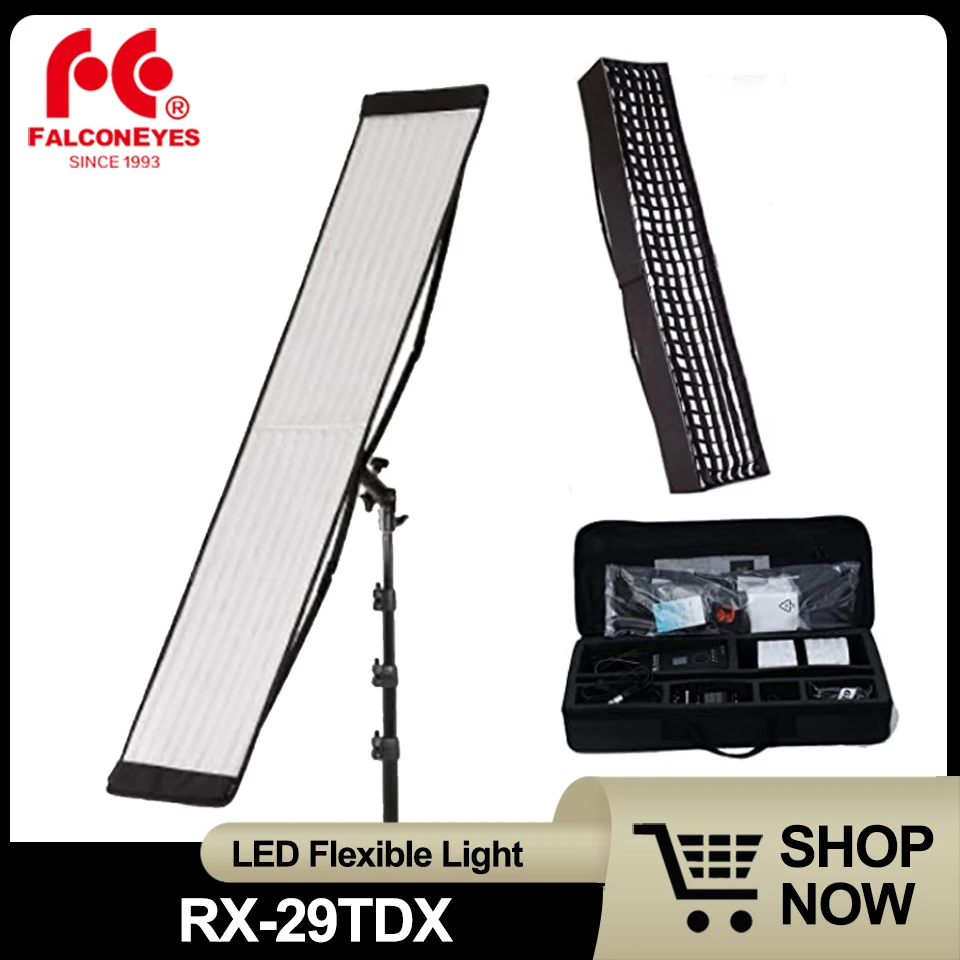 

Falcon Eyes RX-29TDX 100W 3000K-5600K Bi-color Waterproof Softbox for Studio Camera Photography with Honeycomb Grid CRI 95