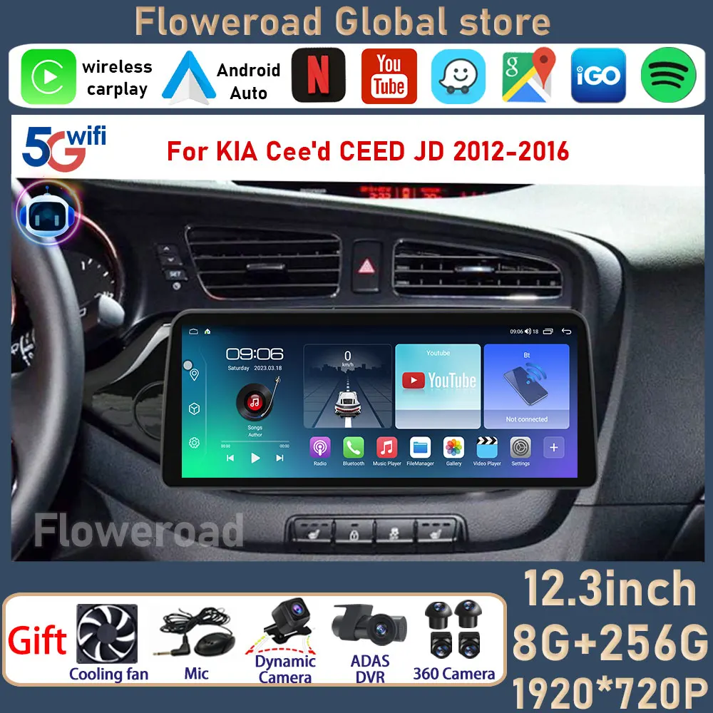 Android для KIA Cee ɽ CEED JD 2012 - 2016 QLED 8 + 256G WIFI 4G автомобильное радио мультимедийный
