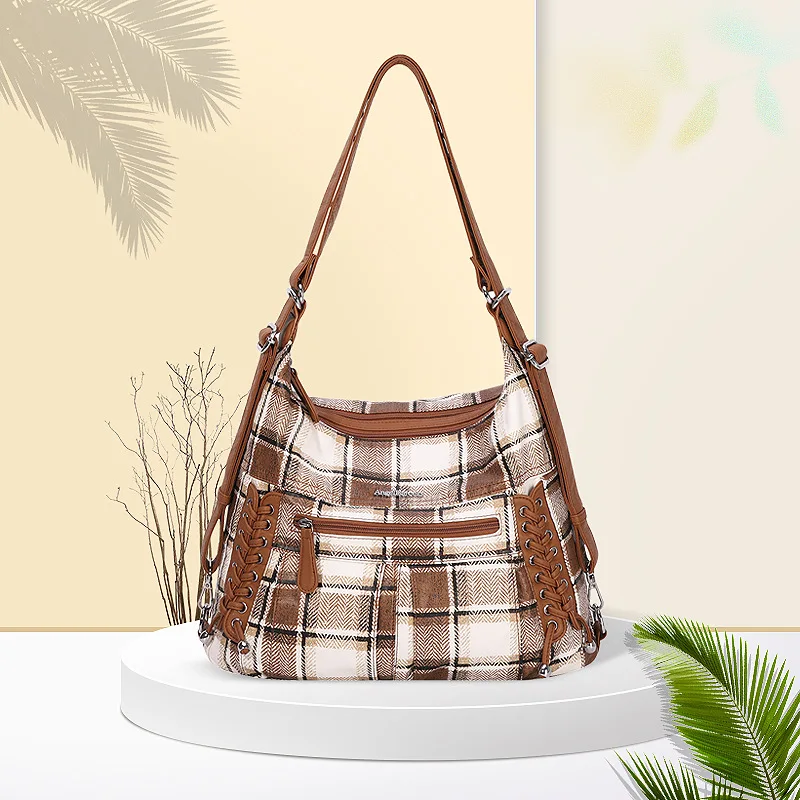 Fashion Women's Shoulder Bag Large Capacity Soft PU Casual Tote Bags Girls Street Contrast Color Plaid Crossbody Bag for Female
Fashion Women's Shoulder Bag Large Capacity Soft PU Casual Tote Bags Girls Street Contrast Color Plaid Crossbody Bag for Female