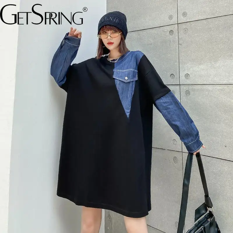 GetSpring женские толстовки из денима, Женский свитшот, пуловеры, длинный рукав, пэчворк, свободные длинные женские топы, осень 2022 Новинка
GetSpring женские толстовки из денима, Женский свитшот, пуловеры, длинный рукав, пэчворк, свободные длинные женские топы, осень 2022 Новинка