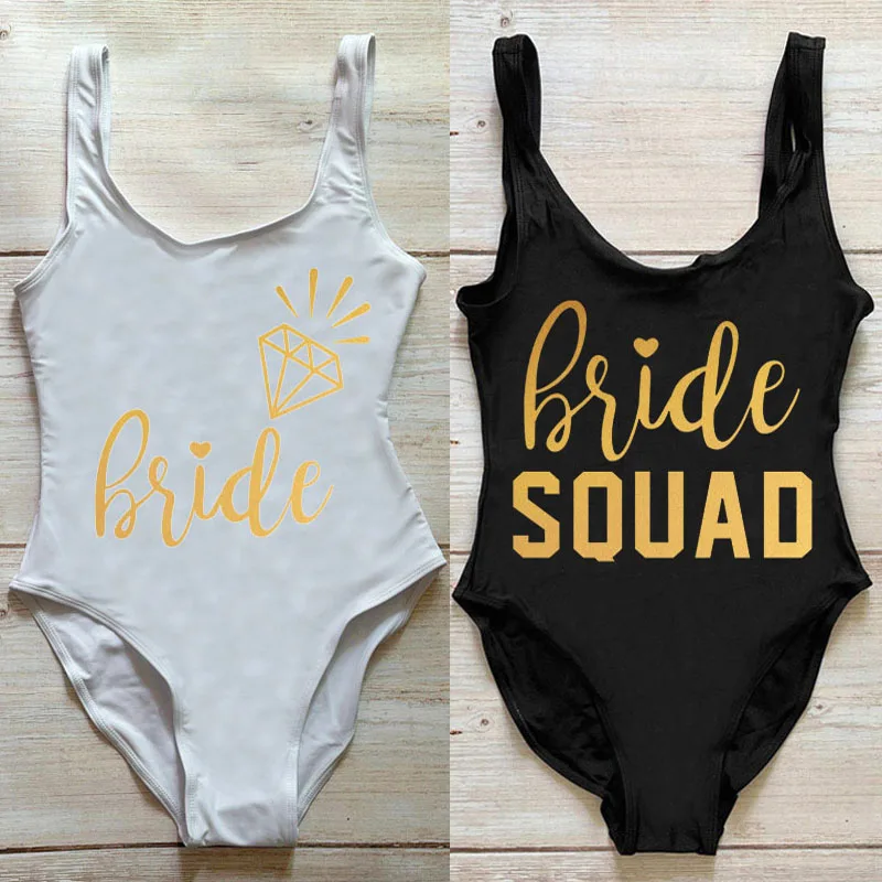 

Bride Squad One Piece Swimsuit Summer Swimwear Women 2022 Bride Bathing Suit Bachelor Party Beachwear High Cut maillot de bain