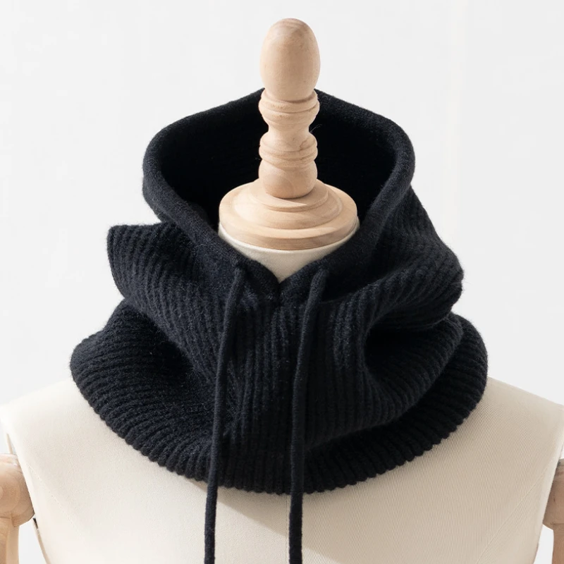 Модная зимняя женская шапка с капюшоном шарф двойного назначения один плотный