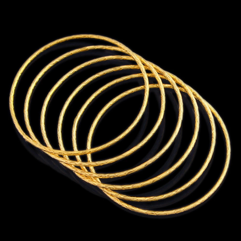 Dia 60mm Thin Bangle Bracelet for Women Girl 18k Yellow Gold Filled Classic Vintage Style Women Jewelry Gift 6 Pieces Wholesale
Dia 60mm Thin Bangle Bracelet for Women Girl 18k Yellow Gold Filled Classic Vintage Style Women Jewelry Gift 6 Pieces Wholesale