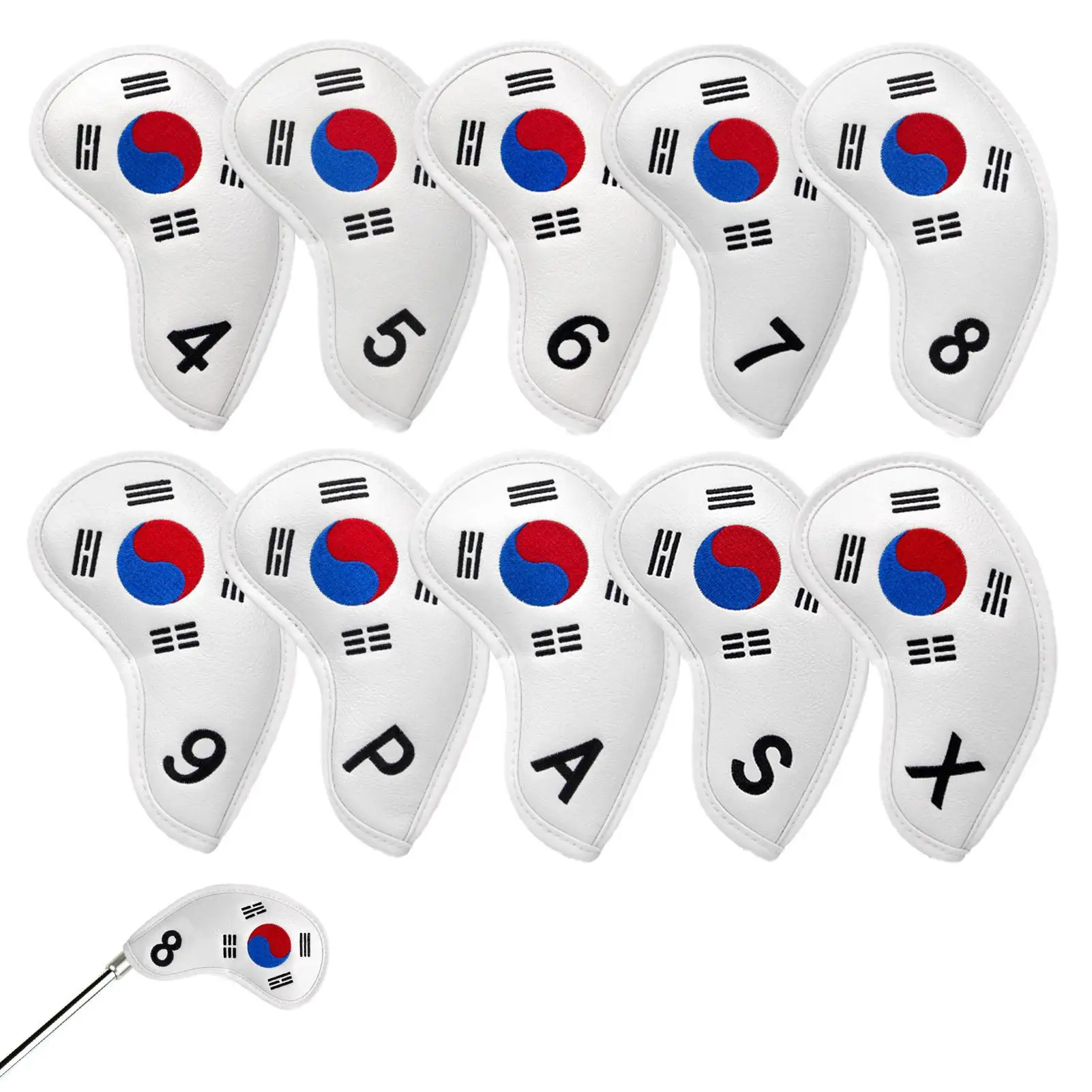 10pcs/set Golf Club Iron Headcover Korea Patriotism Golf Iron Head Covers Golf Club Iron Headcovers Wedges Covers Korean Style
10pcs/set Golf Club Iron Headcover Korea Patriotism Golf Iron Head Covers Golf Club Iron Headcovers Wedges Covers Korean Style