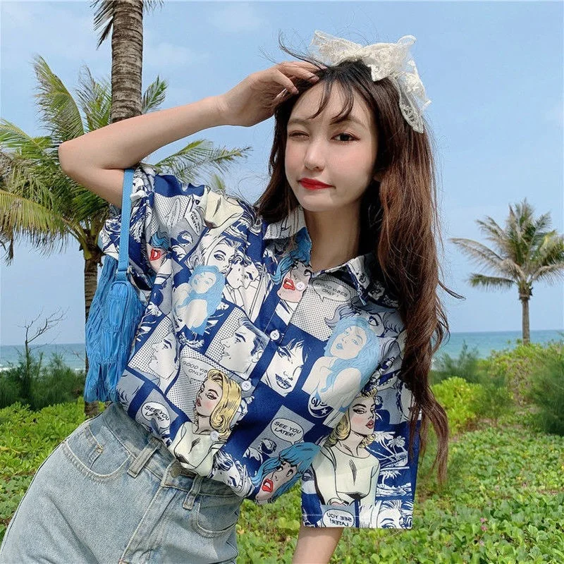 2022 Vintage Graphic Shirt for Women Girl Button Up Blouse Retro Streetwear Tops Summer Blusas Hawaiian Beach Clothes
2022 Vintage Graphic Shirt for Women Girl Button Up Blouse Retro Streetwear Tops Summer Blusas Hawaiian Beach Clothes