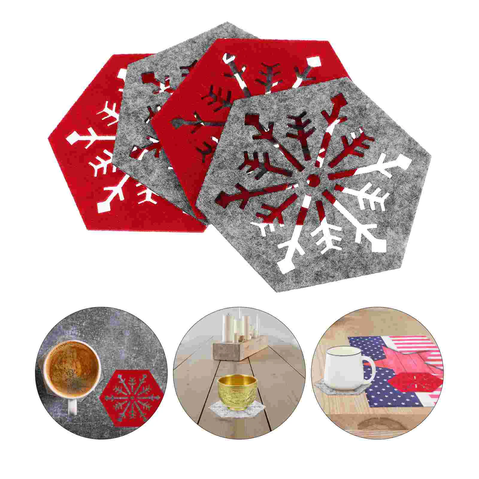 4pcs Christmas Cloth Coasters Snowflake Design Coasters Xmas Holiday Decoration Supplies
4pcs Christmas Cloth Coasters Snowflake Design Coasters Xmas Holiday Decoration Supplies