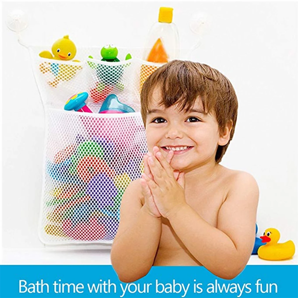 

Baby Toy Mesh Bag Nylon Doll Storage Organizer Suction Bathroom Bath Portable Toys Net Kids Bathing Organiser Bags