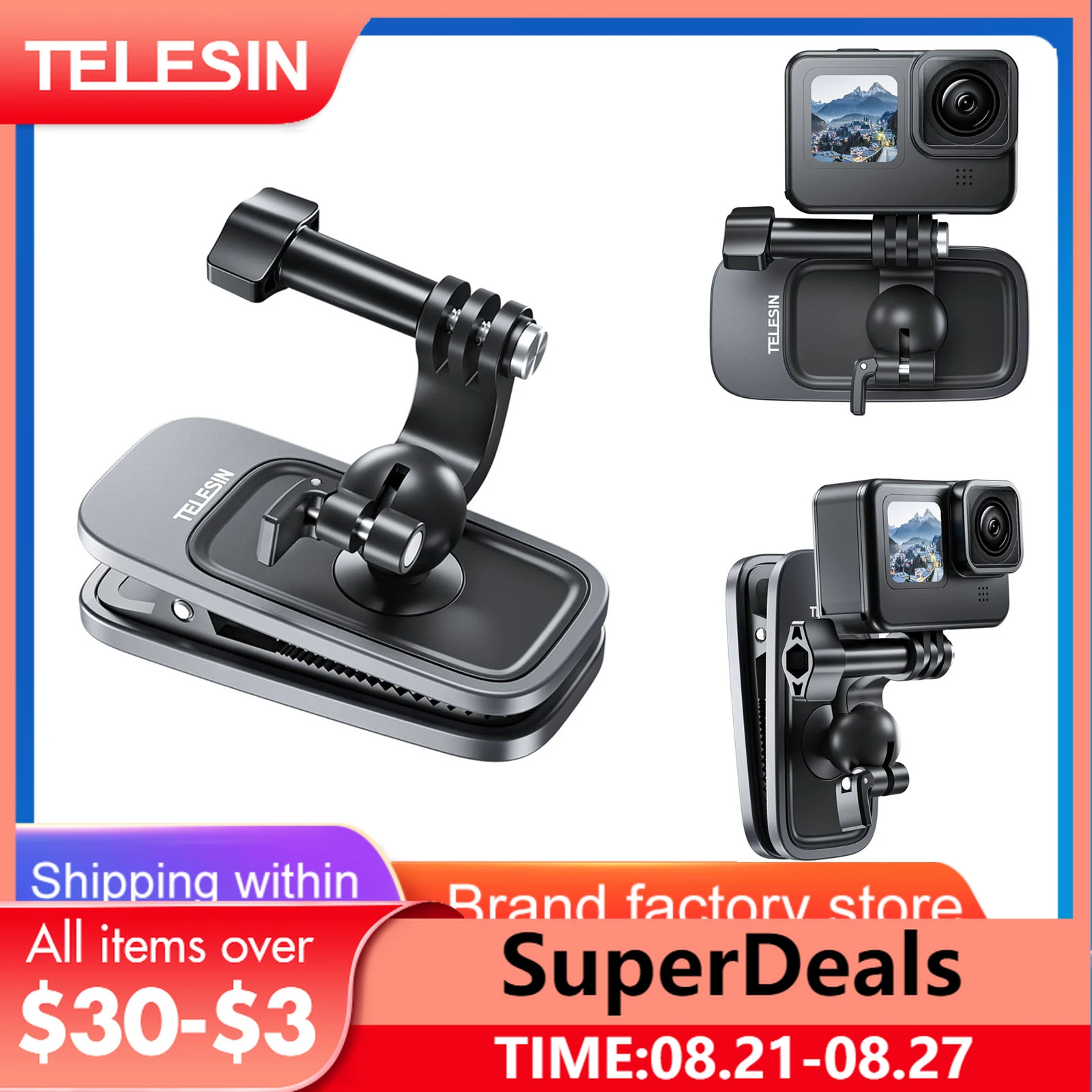 TELESIN 360° Rotation Magnetic Backpack Clip Clamp Mount for GoPro Hero 11 10 9 8 7 6 5 Insta360 DJI Action Camera Accessories
TELESIN 360° Rotation Magnetic Backpack Clip Clamp Mount for GoPro Hero 11 10 9 8 7 6 5 Insta360 DJI Action Camera Accessories