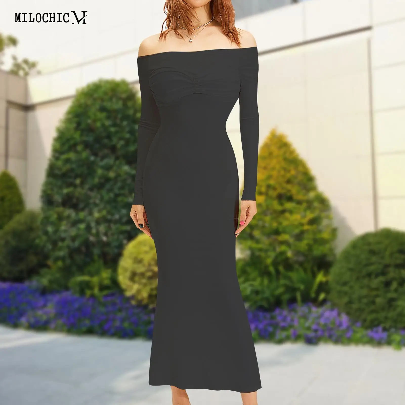 Платье-макси с бантом, без бретелек, с открытыми плечами 
Платье-макси с бантом, без бретелек, с открытыми плечами