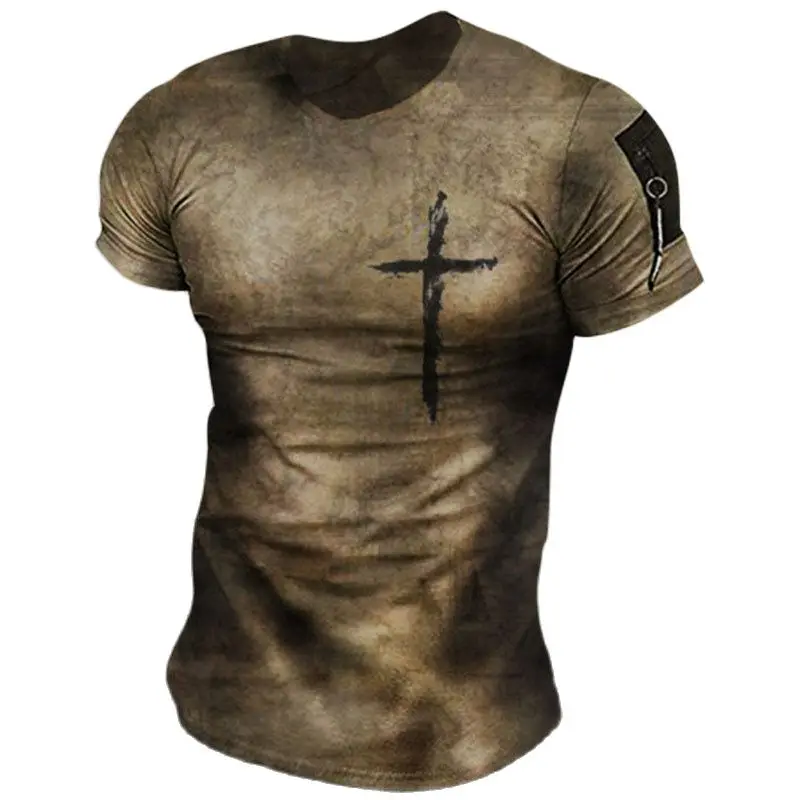 Vintage Jesus Cross Print Men's T Shirts Summer Polyester Breathable Round Neck Loose Short Sleeve Plus Size Outdoor Street Tops
Vintage Jesus Cross Print Men's T Shirts Summer Polyester Breathable Round Neck Loose Short Sleeve Plus Size Outdoor Street Tops