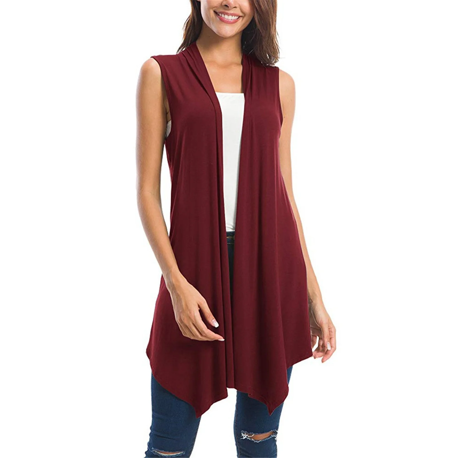 Women's Sleeveless Draped Open Front Cardigan Vest Asymmetric Hem Tops Ladies Casual Loose Vintage Long Cardigans Female Cl 2023
Women's Sleeveless Draped Open Front Cardigan Vest Asymmetric Hem Tops Ladies Casual Loose Vintage Long Cardigans Female Cl 2023