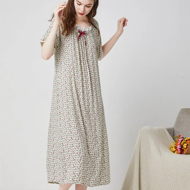 Nightdress Cotton New Womens Bow Nightgown Cute Princess Long Sleeve O-Neck Home Dressing Gown Loose Spring Sleepdress Plus Size
Nightdress Cotton New Womens Bow Nightgown Cute Princess Long Sleeve O-Neck Home Dressing Gown Loose Spring Sleepdress Plus Size