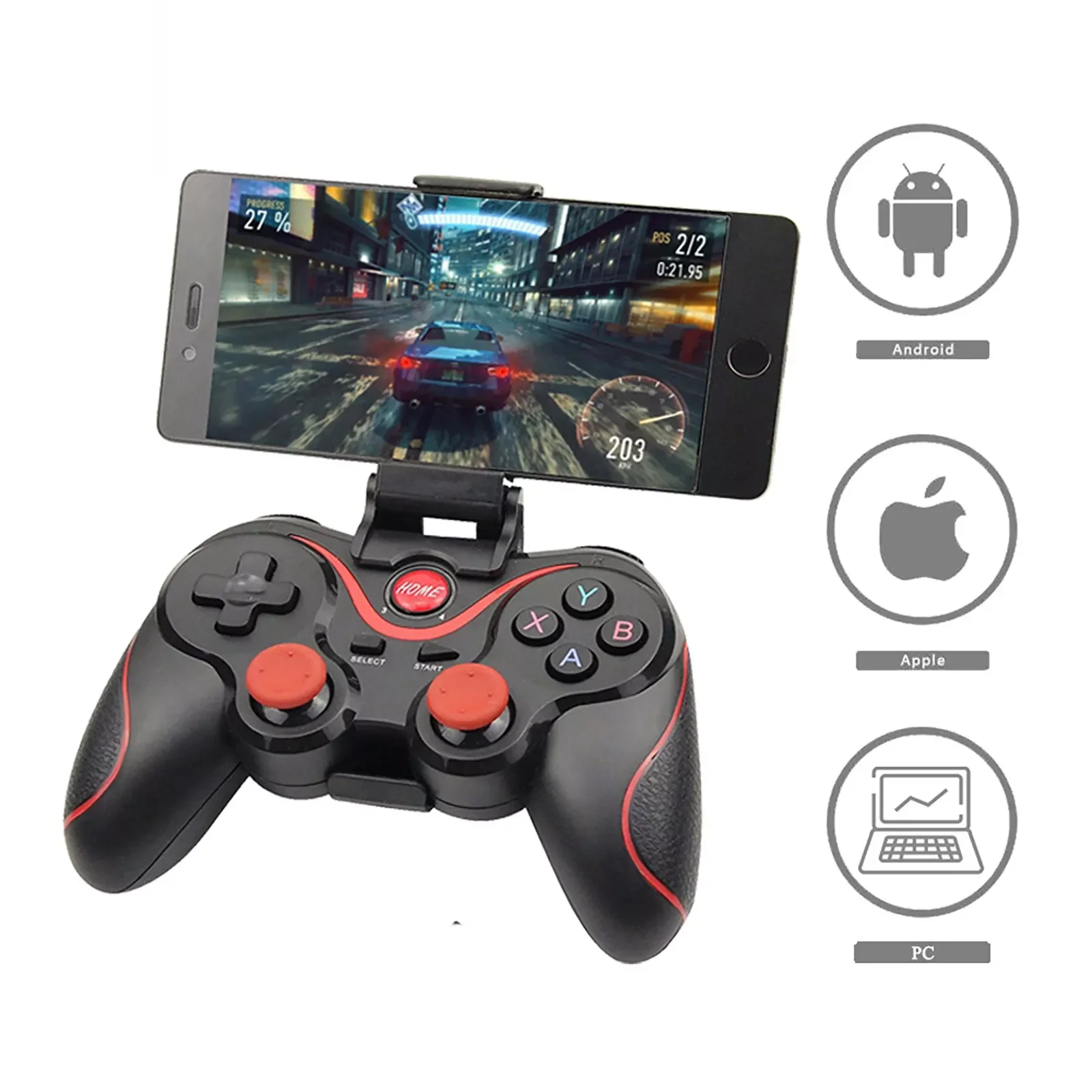 T3 X3 Wireless Joystick Gamepad Game Controller Support Bluetooth Bt3.0 Joystick For Mobile Tablet Tv Box Holder #3
T3 X3 Wireless Joystick Gamepad Game Controller Support Bluetooth Bt3.0 Joystick For Mobile Tablet Tv Box Holder #3