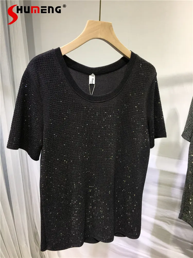 Hot Sale Heavy Embroidery Hot Drilling T-shirt Women Slimming Round Neck Short Sleeve T Shirt Top Loose Leisure Summer Tees Lady
Hot Sale Heavy Embroidery Hot Drilling T-shirt Women Slimming Round Neck Short Sleeve T Shirt Top Loose Leisure Summer Tees Lady