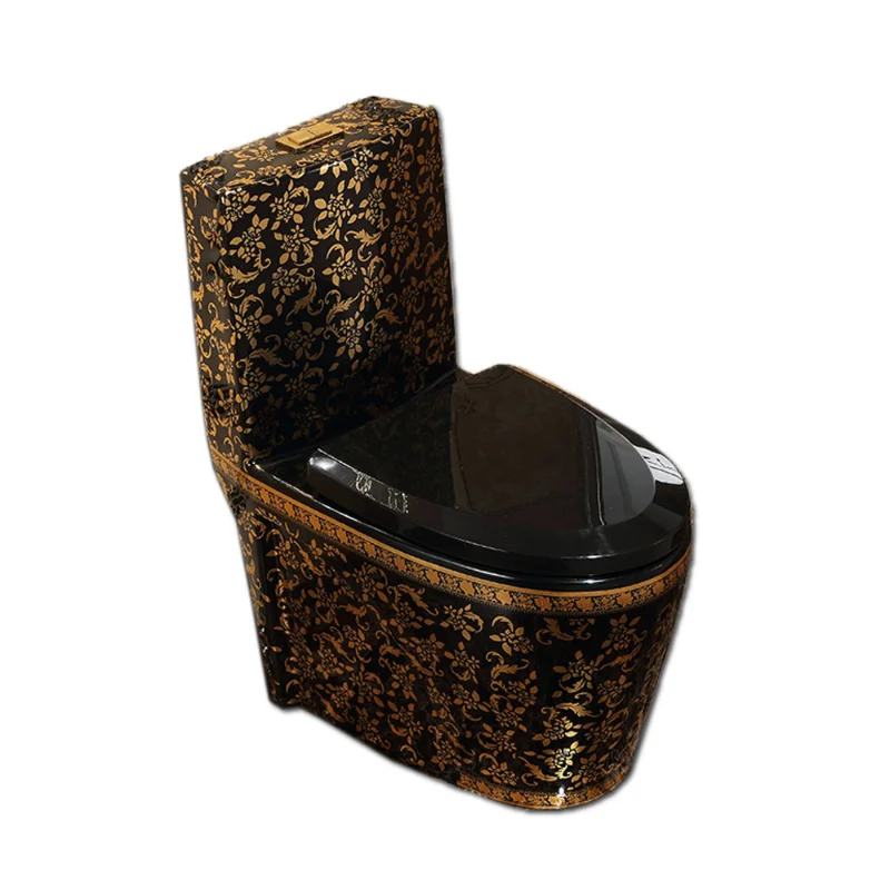 Luxury bathroom product electroplated one piece ceramic gold pattern black color toilet
Luxury bathroom product electroplated one piece ceramic gold pattern black color toilet