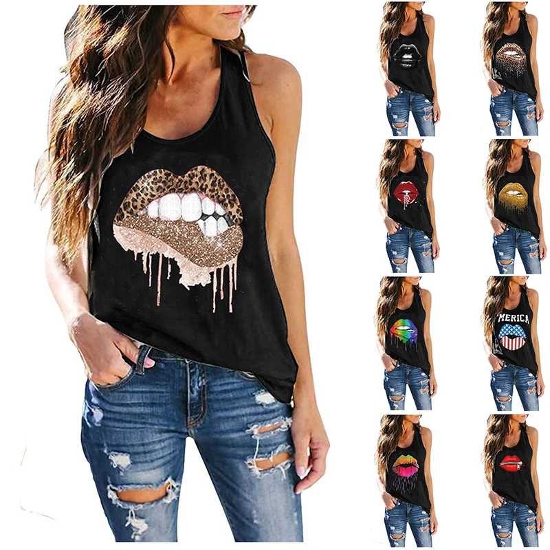 2022 Summer Women's Lips Printed U Neck Top Painting Casual Streetwear Oversized Female Sleeveless Fashionable Tops New Design
2022 Summer Women's Lips Printed U Neck Top Painting Casual Streetwear Oversized Female Sleeveless Fashionable Tops New Design